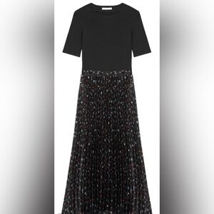 Maje Black Red Lipstick Midi Dress